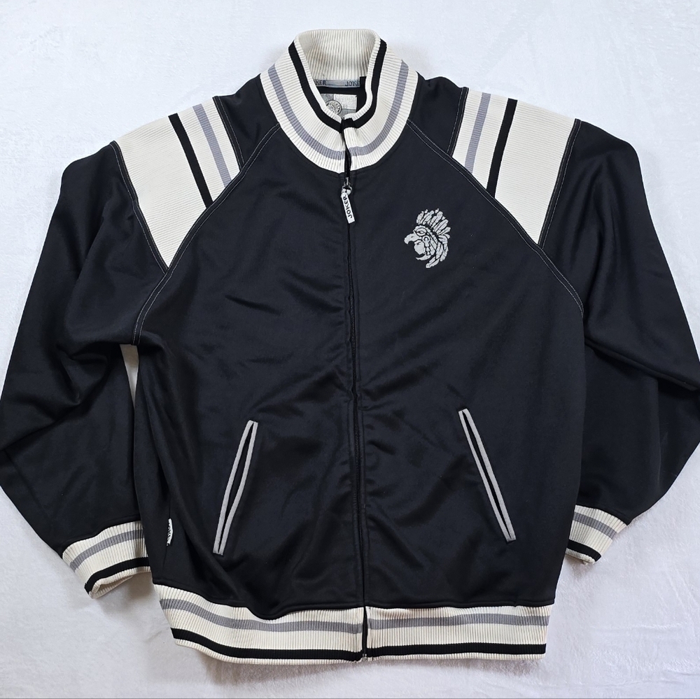 Vtg Joker Brand Classick Track Jacket XXL Black Streetwear Y2K Embroidered - Picture 4 of 13